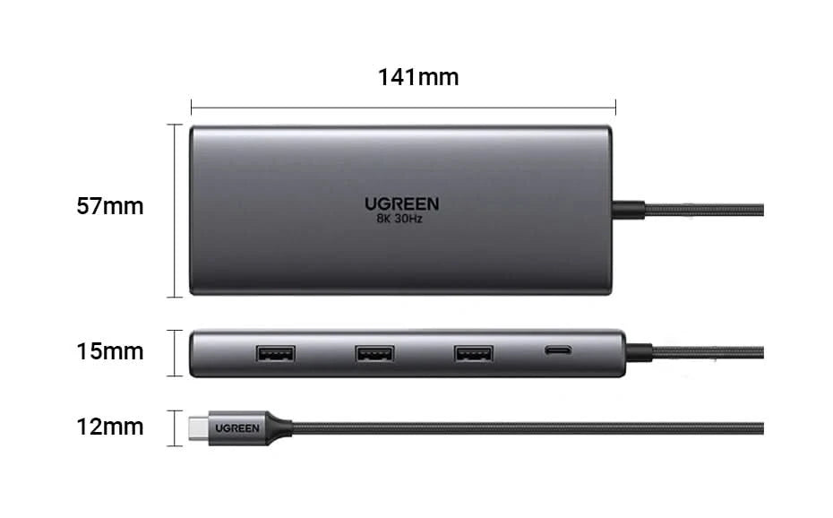 UGREEN Dual HDMI USB-C HUB 8K 4K HDMI Adapter 10-in-1 Splitter mit RJ45 USB3.0 PD 100W Dock für MacBook Pro Air Laptop USB HUB