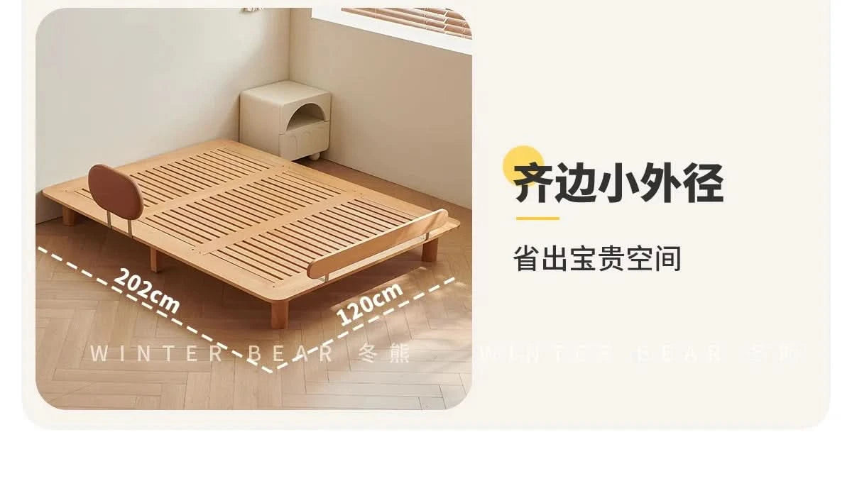 Boys and girls bed small apartment single bed 1.5 meters simple full solid wood tatami no bedside children's bed
