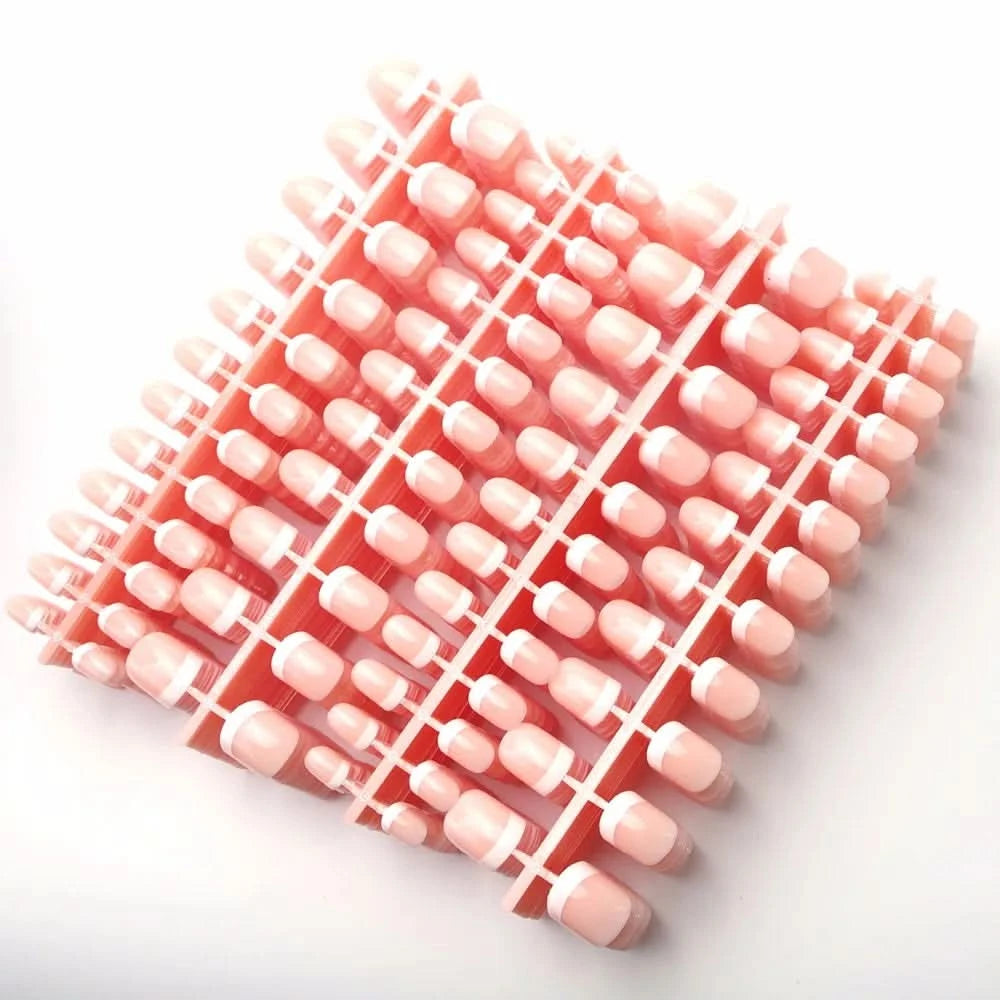 50Sheets Classical French Fake Nails Wholesale Short Natural French Nails False Batch Sale Nail Art Store School Basic Tools