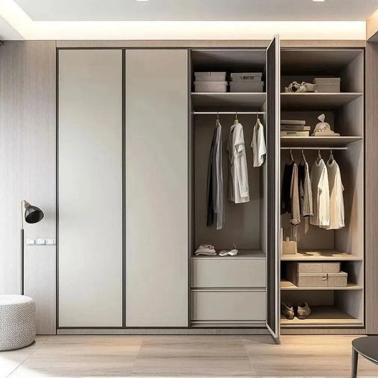 Edgydoor 4-Door Modern Living Room Wardrobe | Wooden Custom Bedroom Storage Cabinet