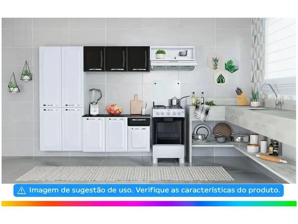 Compact Kitchen Itatiaia Amanda Steel mit Theke, 10 Türen, 1 Schublade