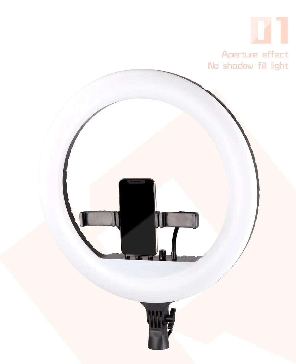 SH 18 Zoll Drehknopfringlicht LED Selfie Video Lampe mit Stativ Handyhalterung für YouTube Live Beleuchtung Foto Fotostudio