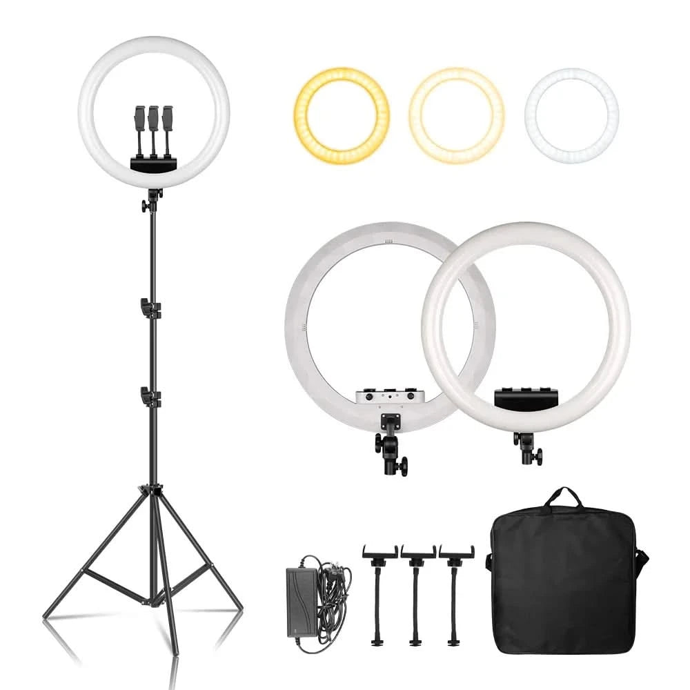 SH 45cm 18 Zoll Ringlicht mit Stativ USB-Lade-Selfie-LED-Lampe Dimmbares Fotolicht für Fotografie Studio