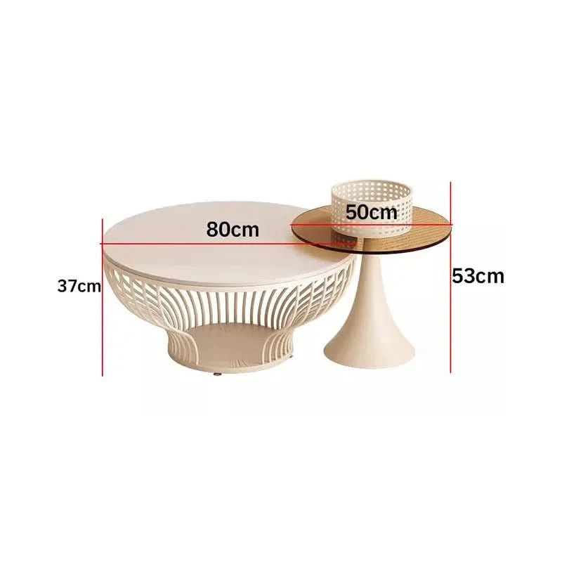French Glass Top Coffee Table Round Glamour Modern Aesthetic Coffee Table Beauty Nordic Mesa De Centro Living Room Furniture
