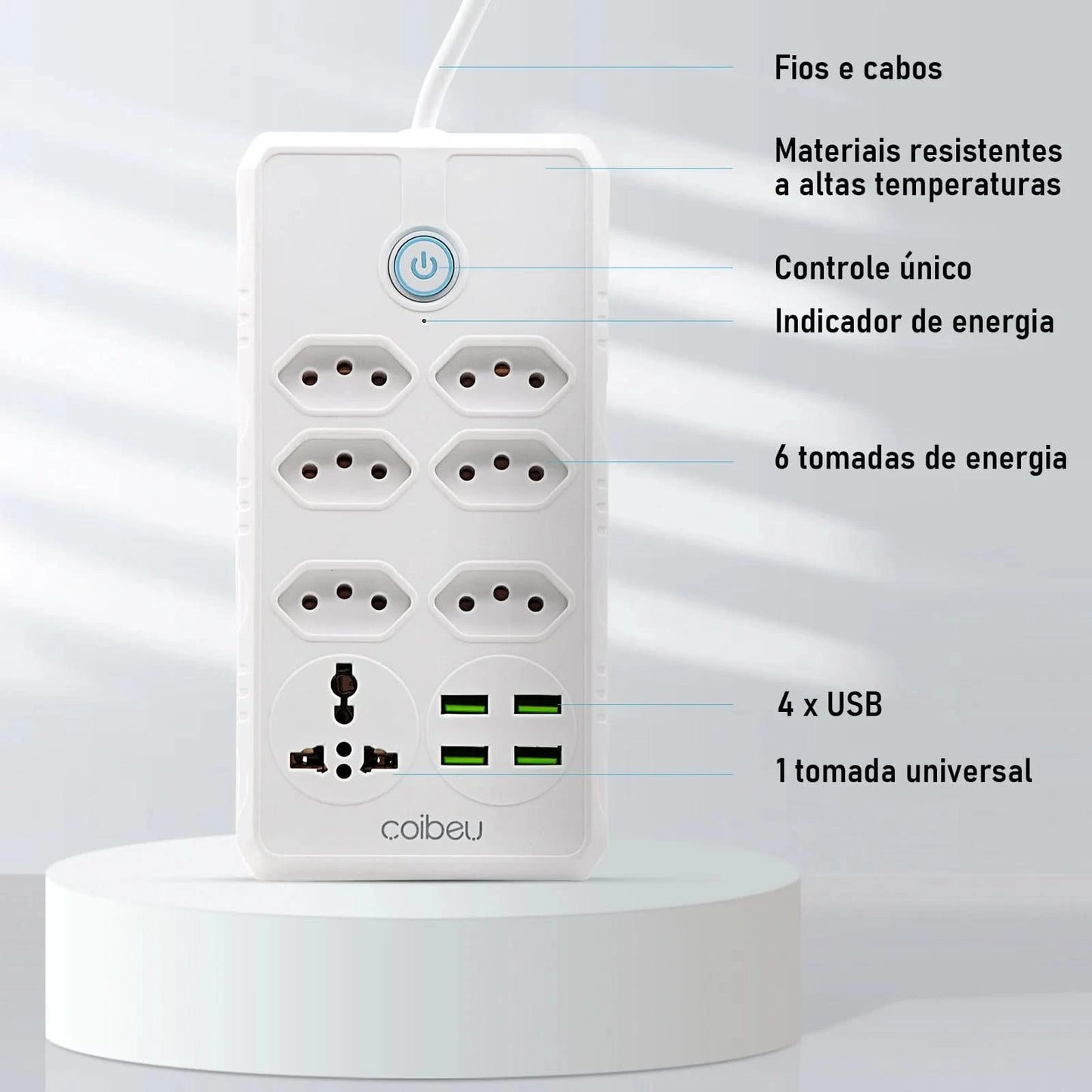 Mehrfachsteckdose, Steckdosenleiste, USB-Steckdose, Steckdosenleiste mit Filter, Steckdosenleiste, Verlängerungskabel, 110-220V, 10A