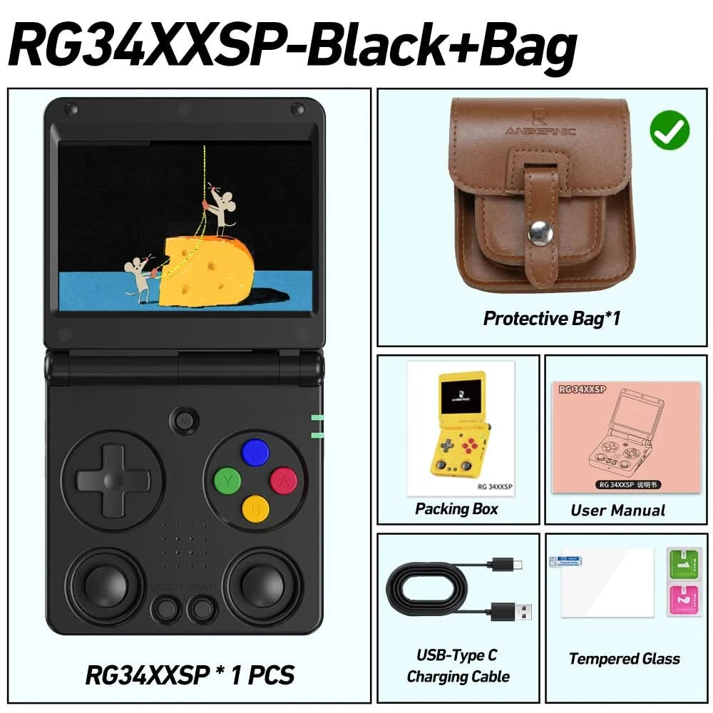 Anbernic RG34XXSP 3.4'' IPS-Bildschirm Flip Handheld-Konsole Linux System HDMI-kompatibler TV-Ausgang 256G PSP 300+ Spiele vorinstalliert
