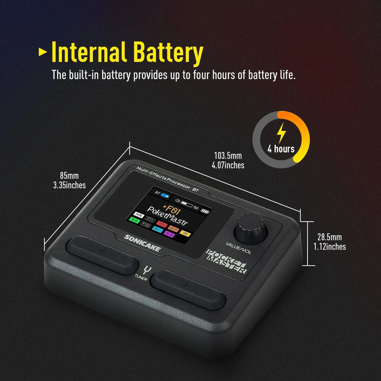 SONICAKE Pocket Master Brasil English Version Guitar Bass Amp 100+ Multi-Effects Pedal APP Control Built-in battery
