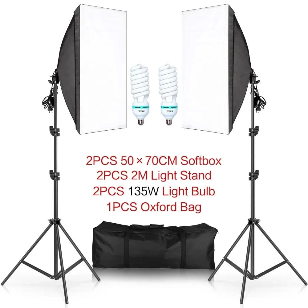 Studio-Kit Foto Softbox Lichtbox Beleuchtung Einzelne Led-Lampe mit Stativ Fotografie Shooting Soft Box Blitz E27 Zubehör