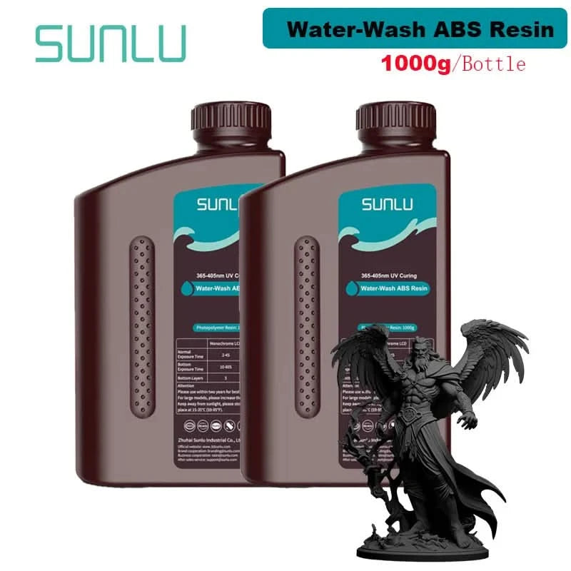 SUNLU 2KG Wasserwaschbares / Wasserwaschbares ABS-Harz Harz 1000G/Flasche 405nm Schnelles UV-härtendes Photopolymerharz für LCD-3D-Druck