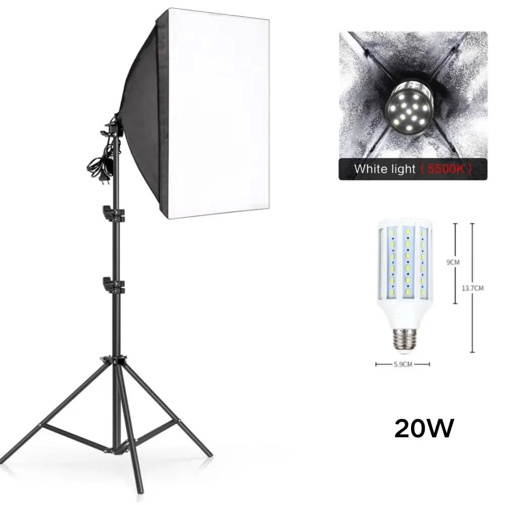 Studio-Kit Foto Softbox Lichtbox Beleuchtung Einzelne Led-Lampe mit Stativ Fotografie Shooting Soft Box Blitz E27 Zubehör