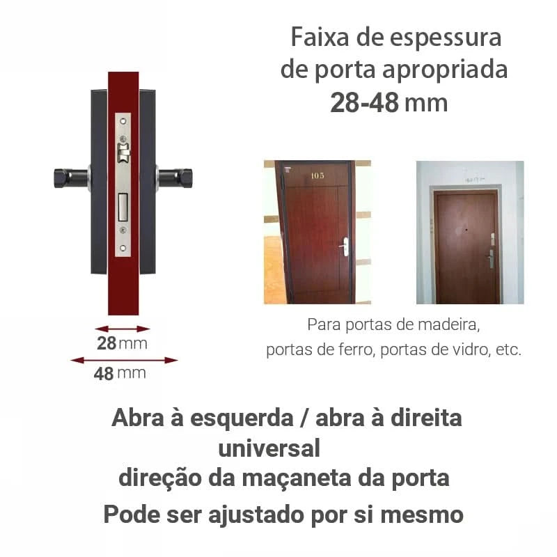 Do Brasil RAYKUBE Black K7 Pro+ Tuya Bluetooth Biometric Fingerprint Door Lock Smart Digital Lock Tuya App Unlock Keyless Lock