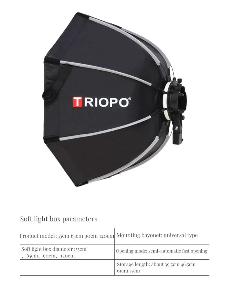 TRIOPO Softbox KX55CM KX 65CM 90CM Octagon Schirm-Leuchtbox für Godox AD200 V1 Speedlite Blitzlicht Fotostudio