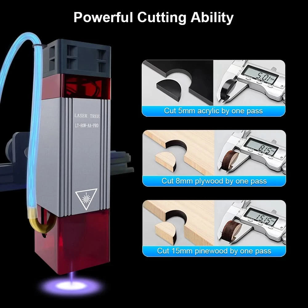 LASER TREE 10W TTL Air Assist Blue Laser Module, High Precision CNC Engraver for Wood/MDF/Black Acrylic Wood Tools