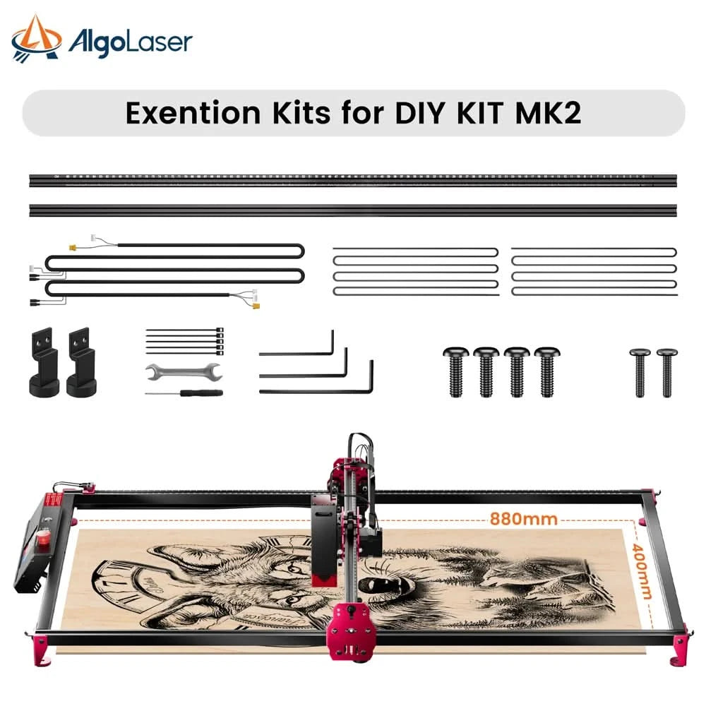 AlgoLaser DIY KIT MK2 10W for New Beginner Wood Engraving Mini Machine for DIY Crafting Glass Leather Engraving Area 400X435MM