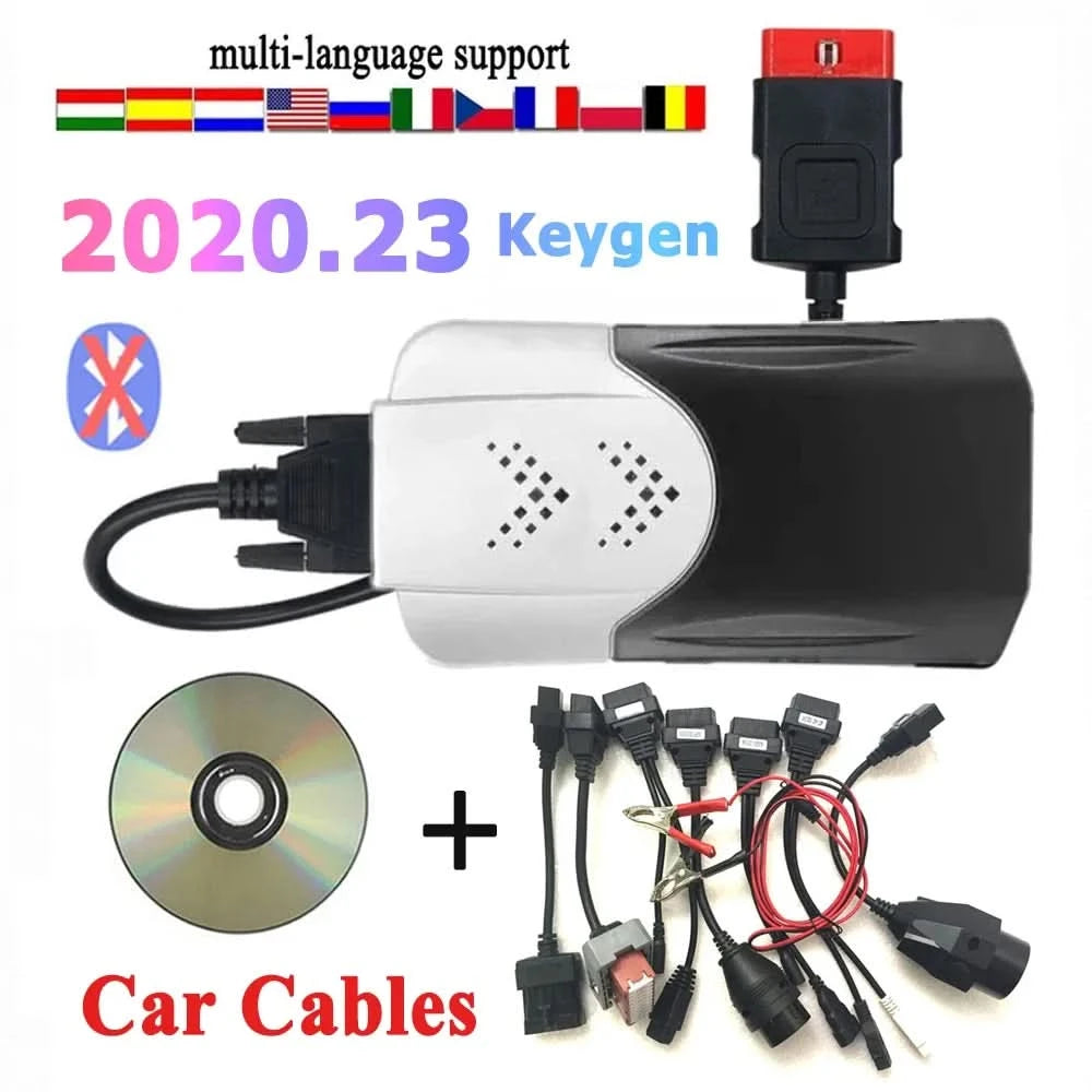 2020.23 VD DS150E CDP Bluetooth for Tnesf Delphis Orpdc Diagnostic Tools OBD2 Scanner+8 Car Cables+8 Truck Cables