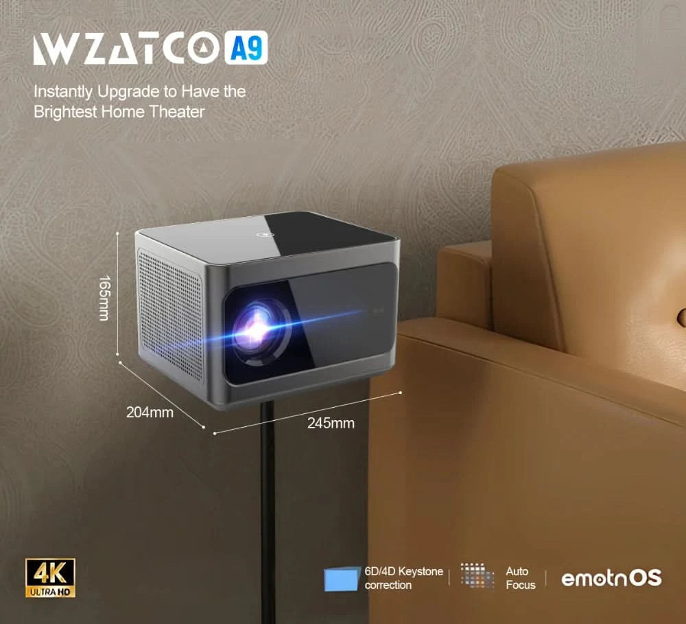 WZATCO A9 300inch 1080P Fully Automatic 4K HDR Auto focus Android 32GB Wifi Smart RJ45 LED Projector LCD Proyector Home Beamer