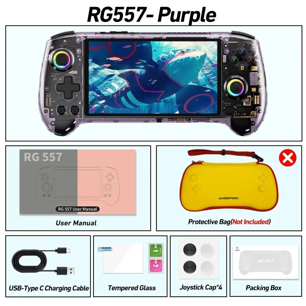 ANBERNIC RG557 Handheld-Spielekonsole 5,48'' AMOLED Android14 5500 mAh Bluetooth 5.3 PS2 Tragbarer Videospiel-Player Dimensity 8300