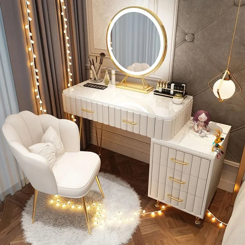 Modern Drawers Dressing Table Makeup Mirror Service Girl Pink Computer Vanity Table Living Room Vestidores Postmodern Furniture