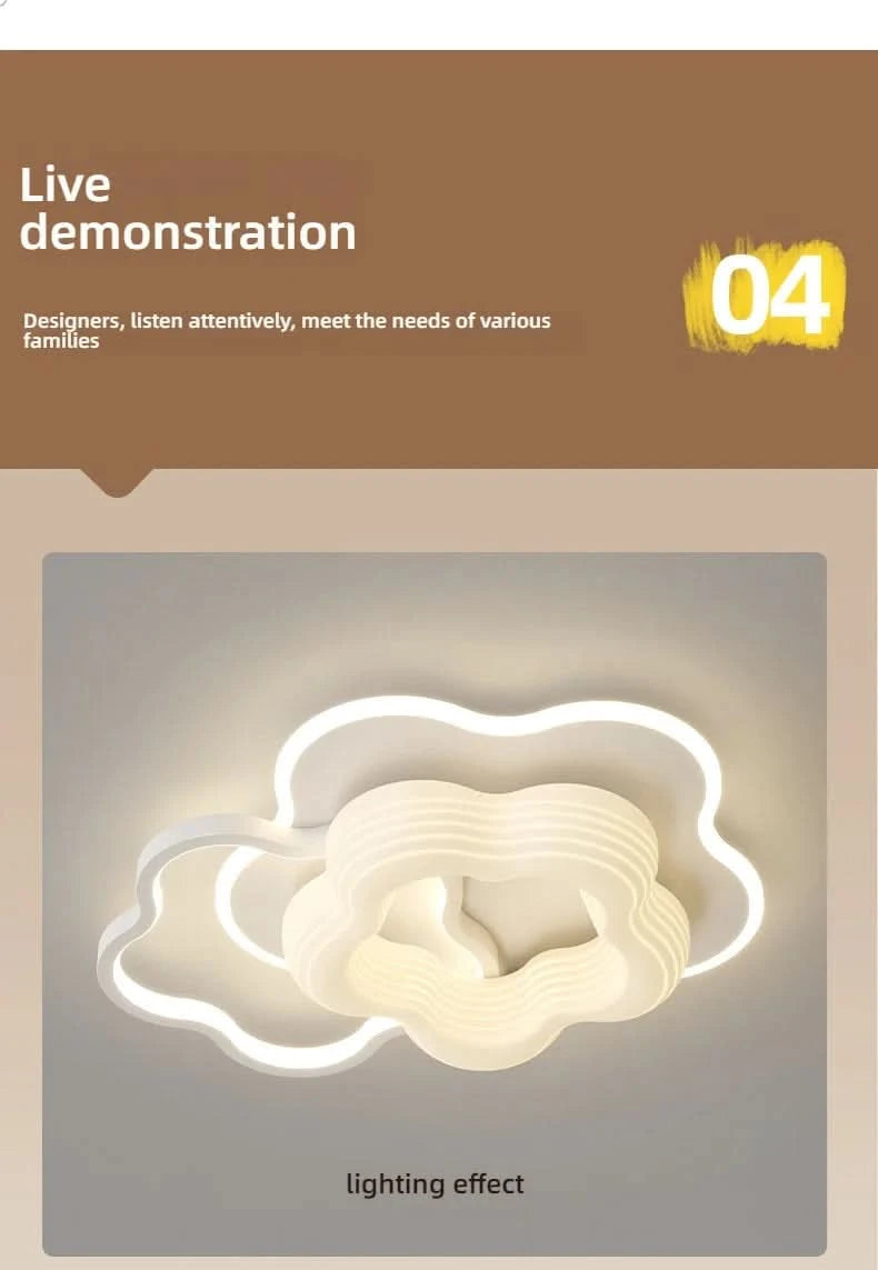 Bedroom light creamy style warm romantic children's room full spectrum eye protection designer's creative flower ceiling light