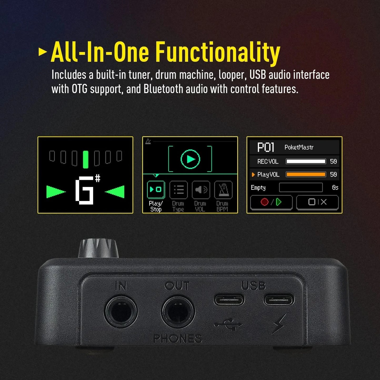 SONICAKE Pocket Master Brasil English Version Guitar Bass Amp 100+ Multi-Effects Pedal APP Control Built-in battery