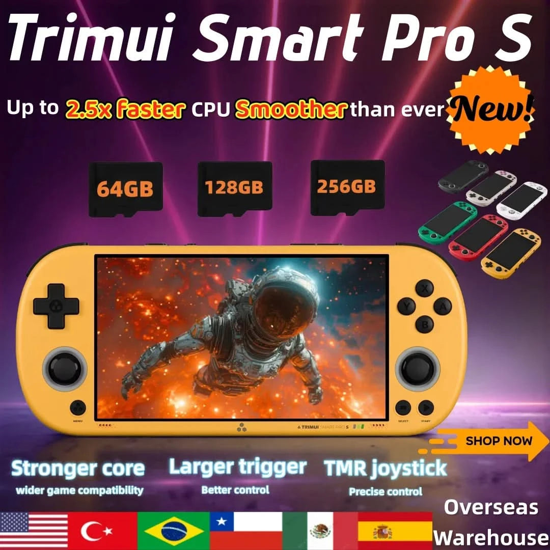 Trimui Smart Pro S Retro Handheld Game Console 4.96'' IPS Screen Linux System Joystick RGB Lighting Video Game Smartpros Gifts