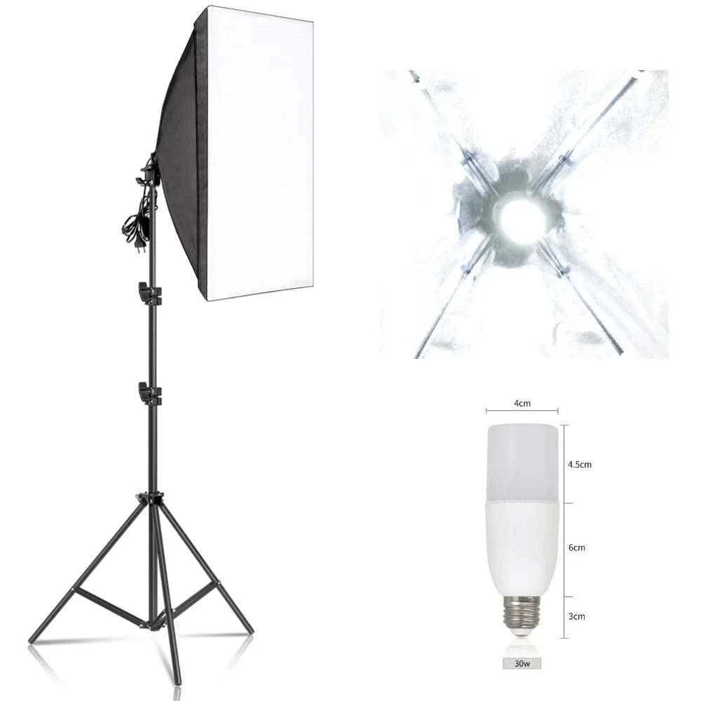 Studio-Kit Foto Softbox Lichtbox Beleuchtung Einzelne Led-Lampe mit Stativ Fotografie Shooting Soft Box Blitz E27 Zubehör