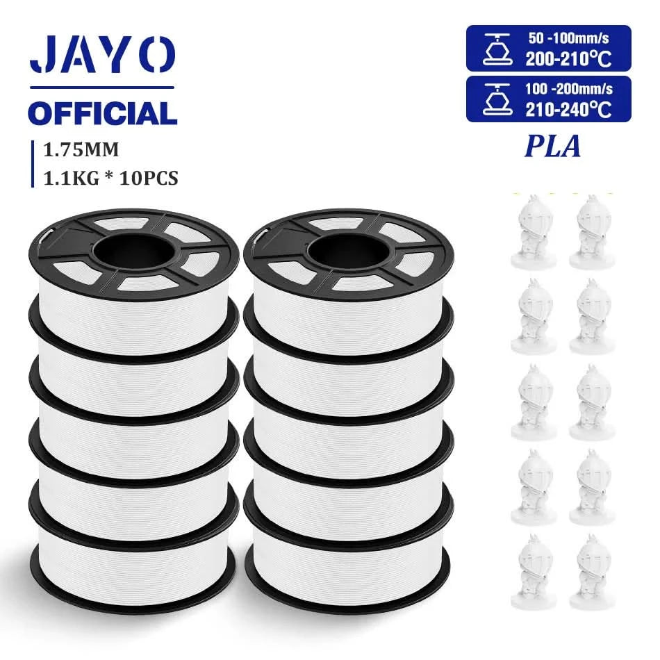 JAYO PLA Filament 1,75MM 10 Rollen/Set PLA 3D-Druckerfilament Multicolor für FDM 3D-Drucker Sauber gewickelte 3D-Druckmaterialien