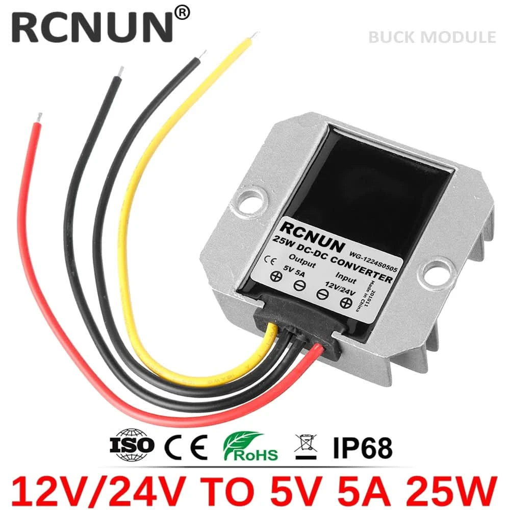 RCNUN 12V 24V auf 5V 6V 10A Abwärtswandler DC/DC-Regler 12 Volt auf 5 Volt 50W Buck Netzteil für Autos, Spielzeug