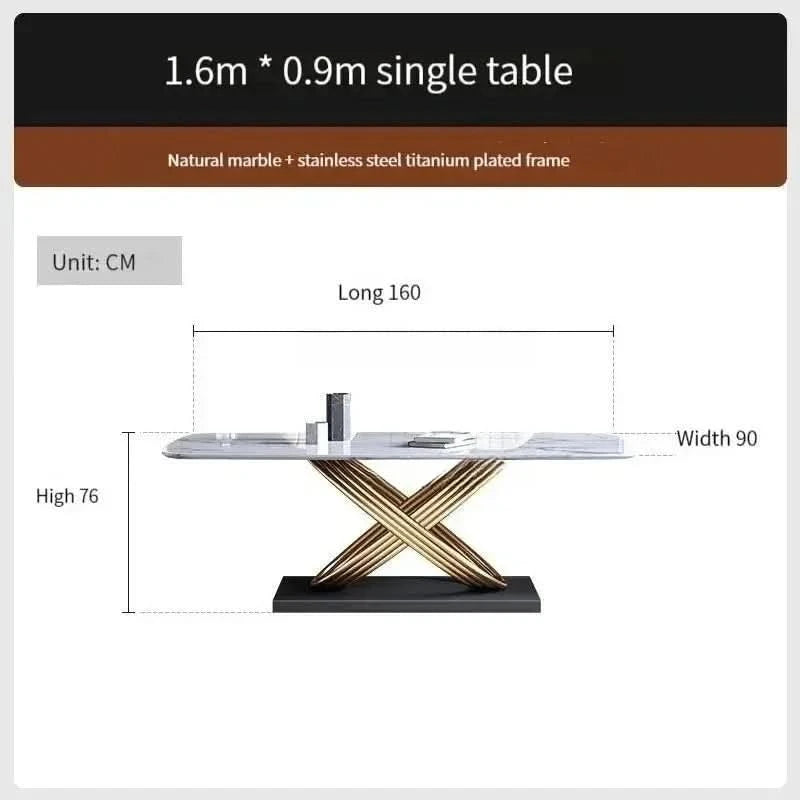 Modern Dining Table With Stainless Steel Finish Black White Desk Top For Six People Home Rectangle Luxury Marble Kitchen Table