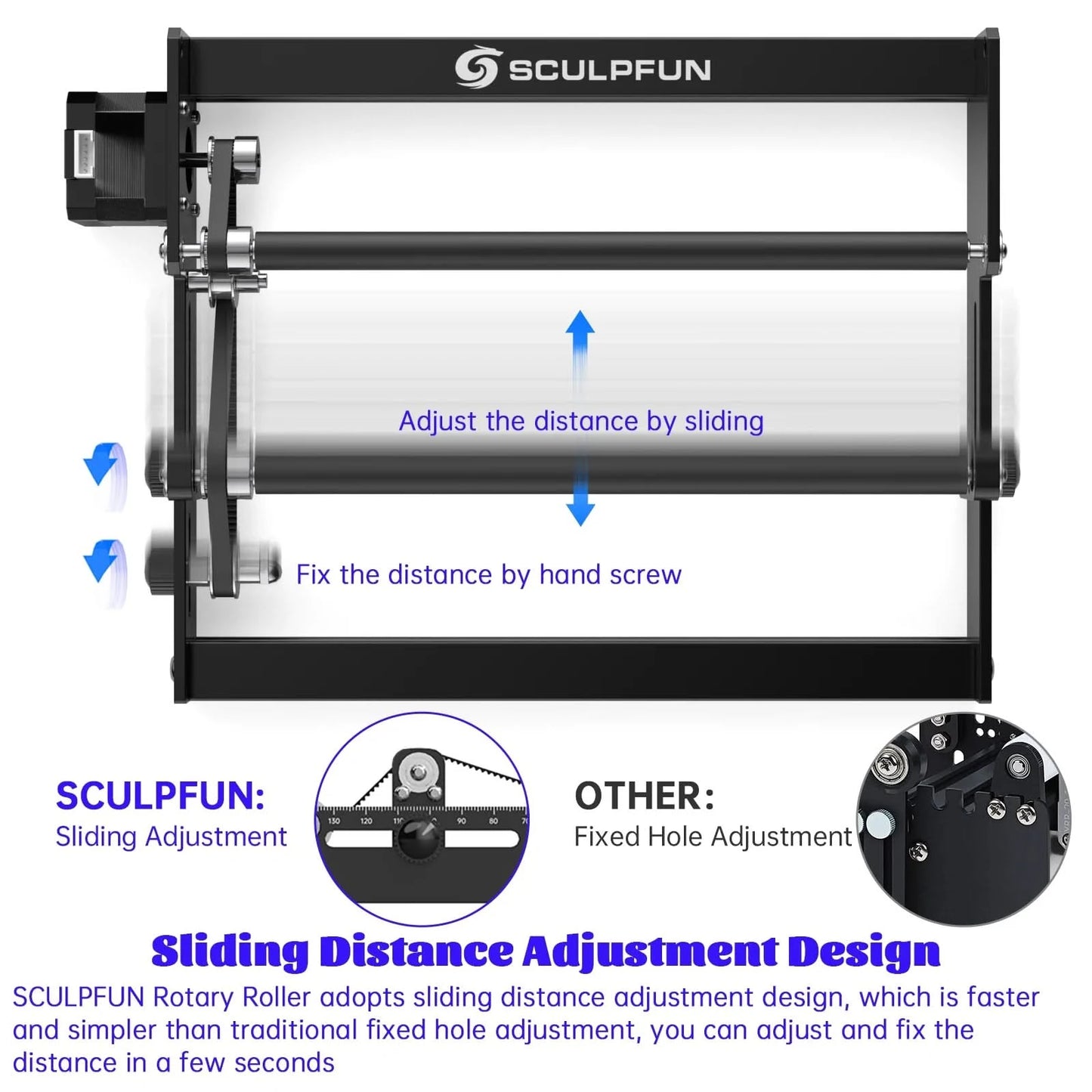 SCULPFUN S9/S10 Laser-Rotationsgraviermaschine Y-Achsen-Rotationswalze für 6-150 mm Gravur von zylindrischen Objekten, 360° drehbar