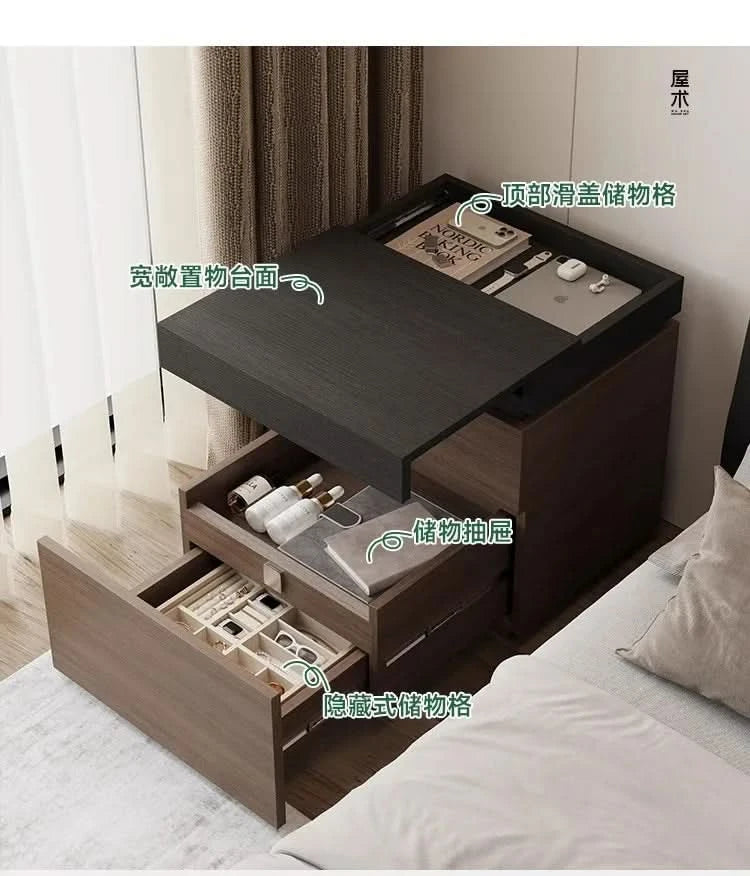 solid wood bedside cabinet multi-functional hidden compartment bedside hidden storage cabinet bedroom locker