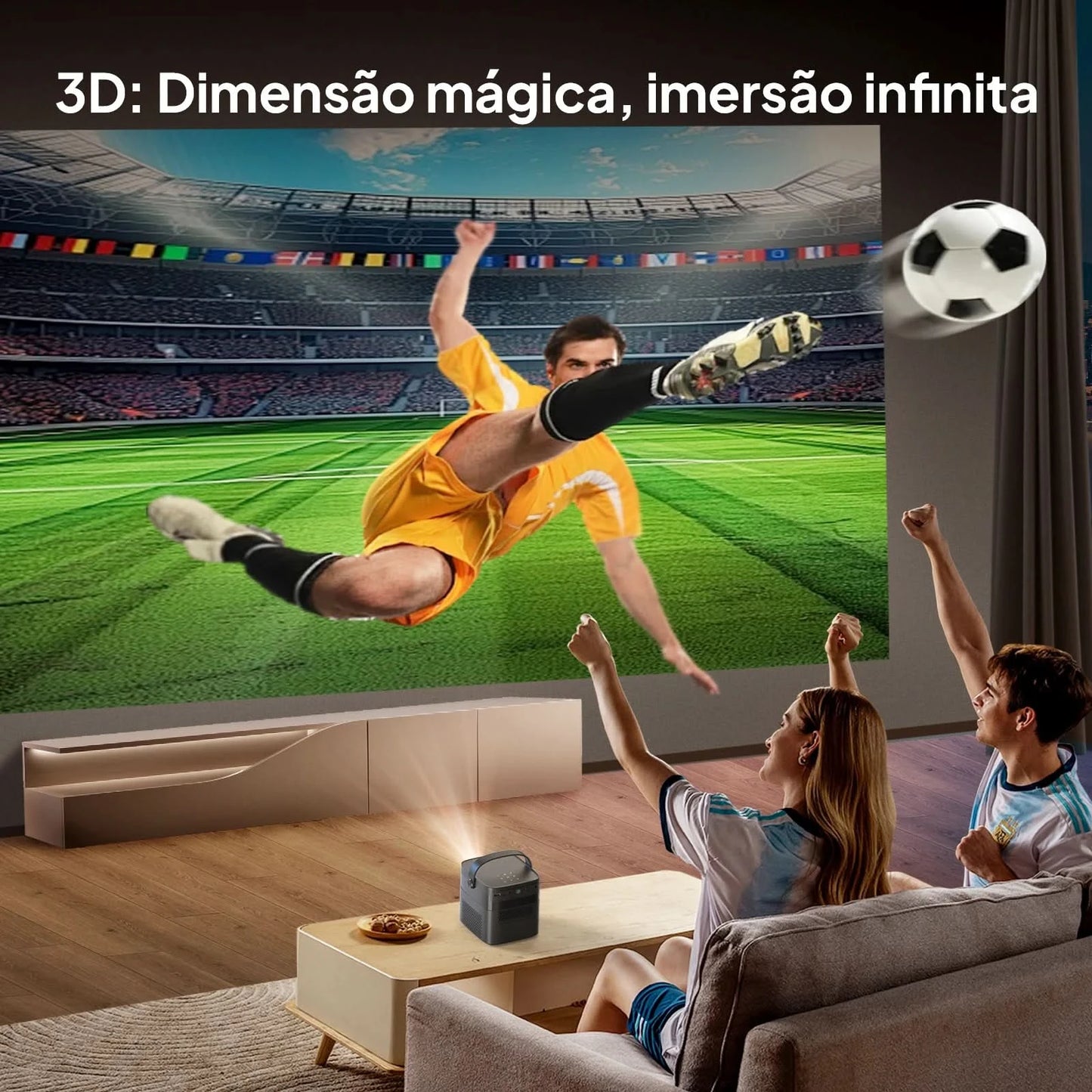 Vevshao V50 3D Tragbarer Mini-Beamer 4K HD LED WiFi 1080P Filme Video DLP Heimkino-Projektoren mit 15000mAh Akku