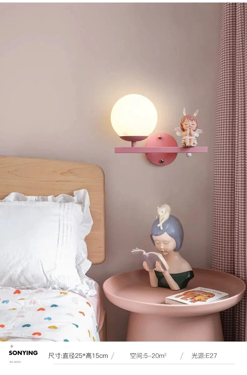 Children's Room Bedside Wall Lamp Girl Boy Wall Art Sconce Creative Cartoon Eye Protection Led Home Decoration Salon Home