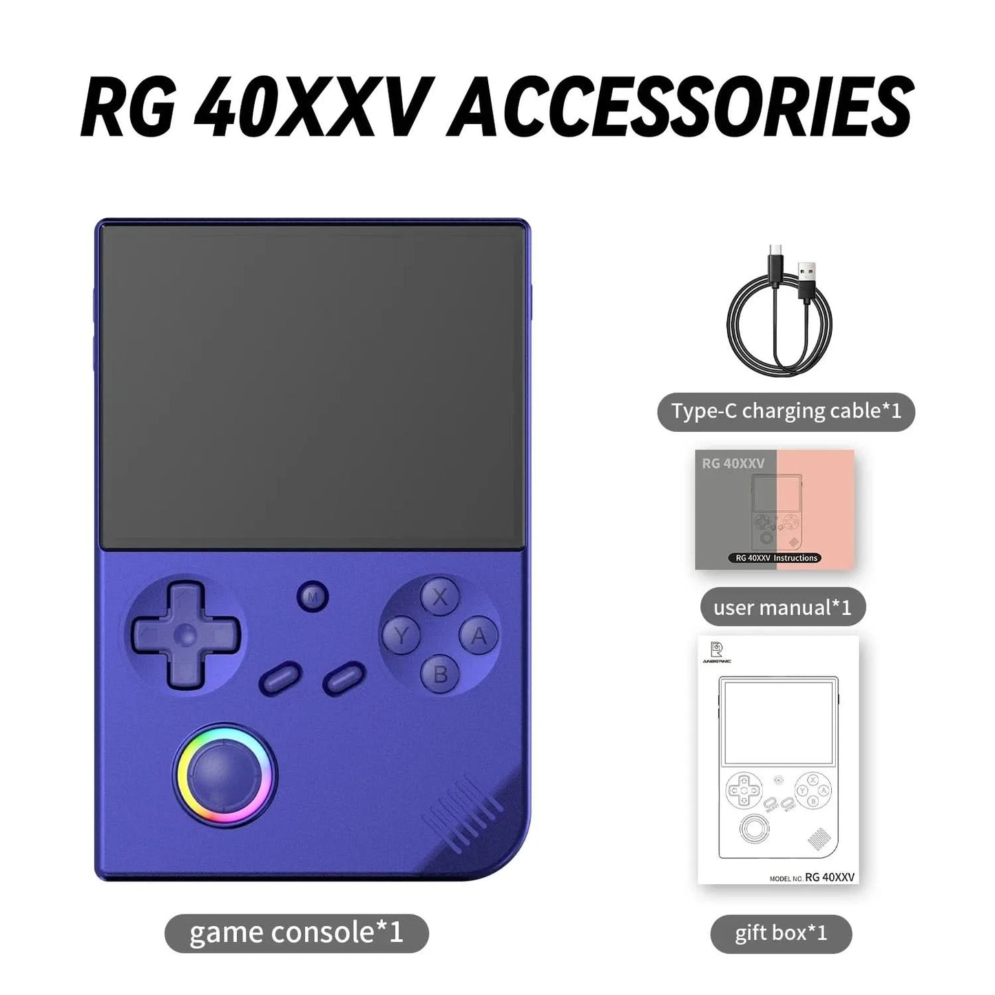 ANBERNIC RG40XXV Retro Handheld Game Console Linux 64bit System 4"IPS Screen 3200mAh RGB Joystick WIFI Video Gaming Consoles PSP