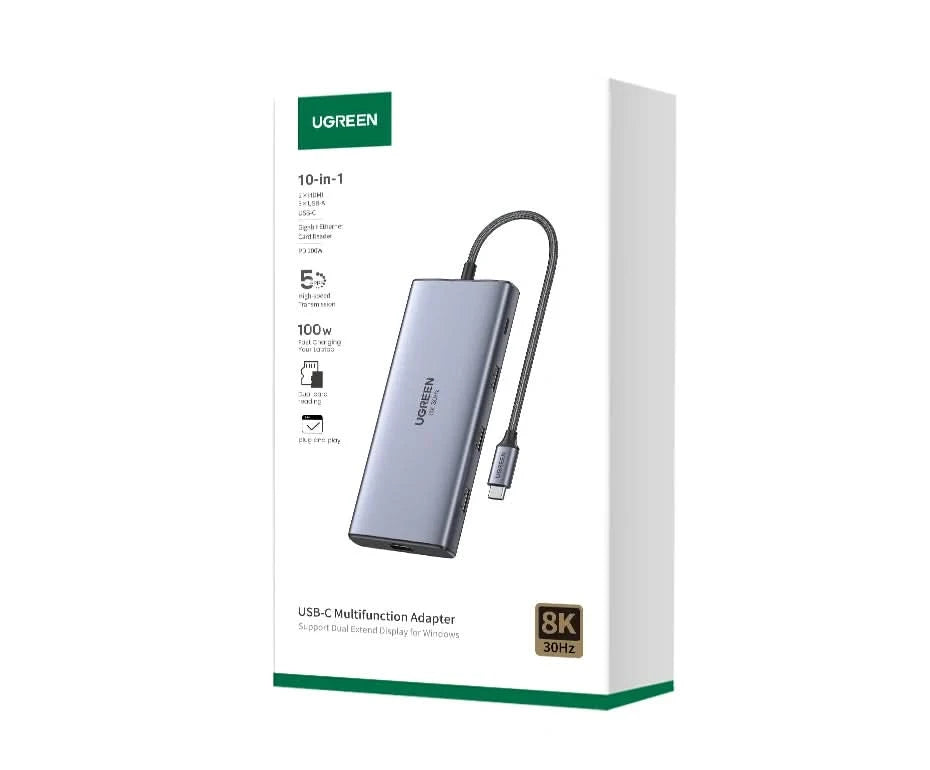 UGREEN Dual HDMI USB-C HUB 8K 4K HDMI Adapter 10-in-1 Splitter mit RJ45 USB3.0 PD 100W Dock für MacBook Pro Air Laptop USB HUB