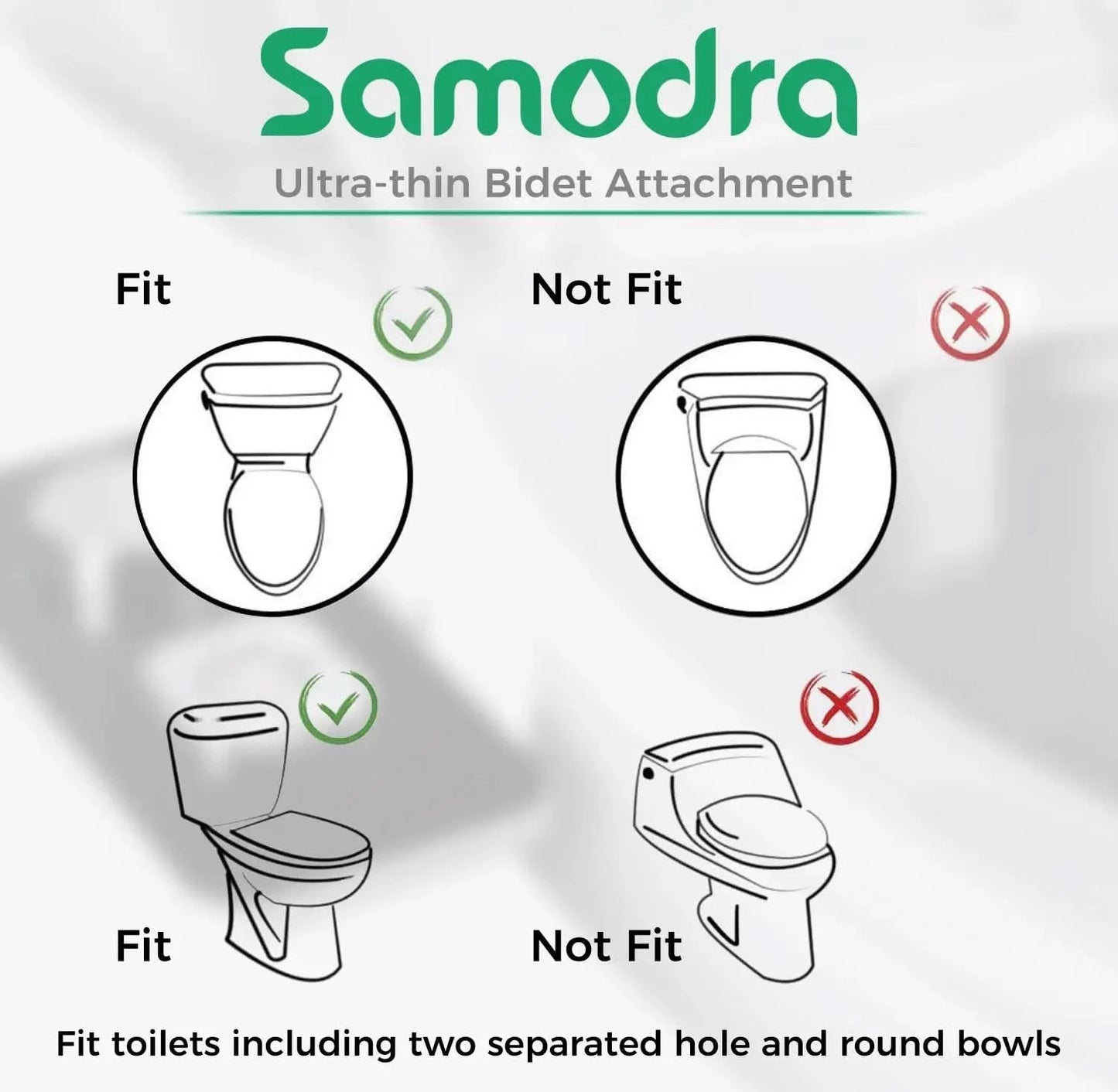 Samodra Toiletten-Bidet-Dusche, ultradünner Bidet-Toilettensitzaufsatz, nicht-elektrischer Bidet-Sprayer, Dual-Düsen, vordere und hintere Reinigung