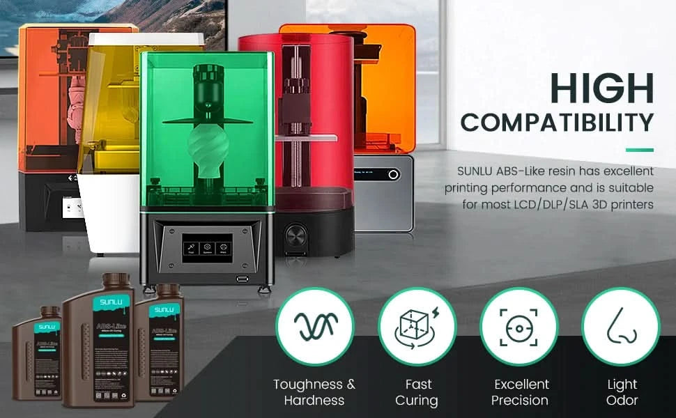SUNLU 5KG ABS-Like/ Standard / Water-Wash/ 14K High Precision Resin 405nm Rapid UV-Curing Photopolymer Resin 1KG/Bottle