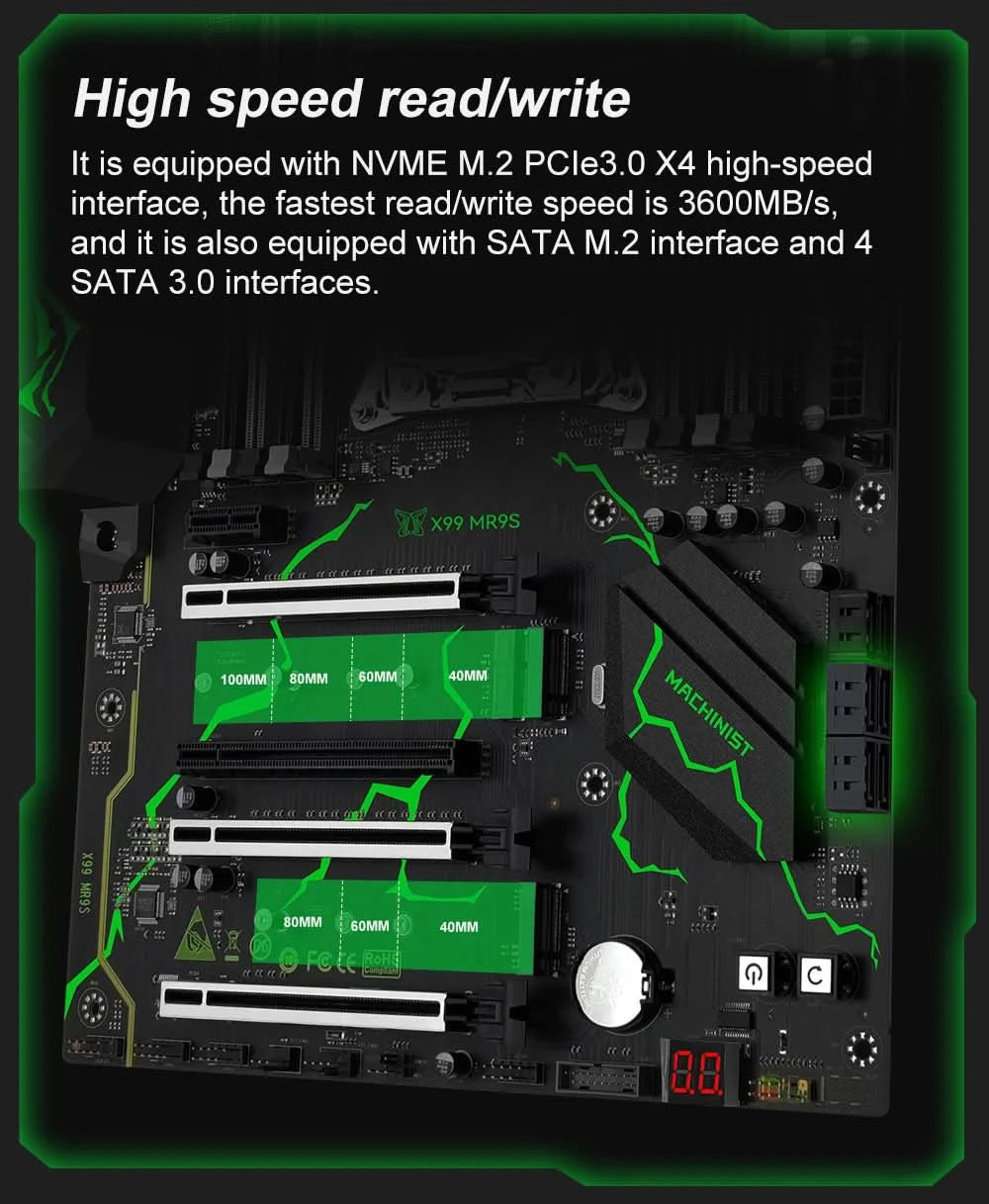 MACHINIST X99 MR9S motherboard ATX LGA 2011-3 Support Xeon E5 V3/V4 series CPU DDR4 four channel NVME M.2 USB 3.0