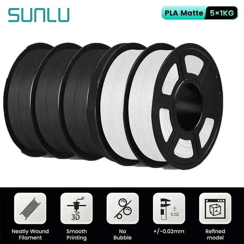 SUNLU 5KG 3D Filament High Speed PLA/PLA META/APLA/PLA MATTE 1.75mm 5Roll 1KG 3D Printer Filament for 3D Printer