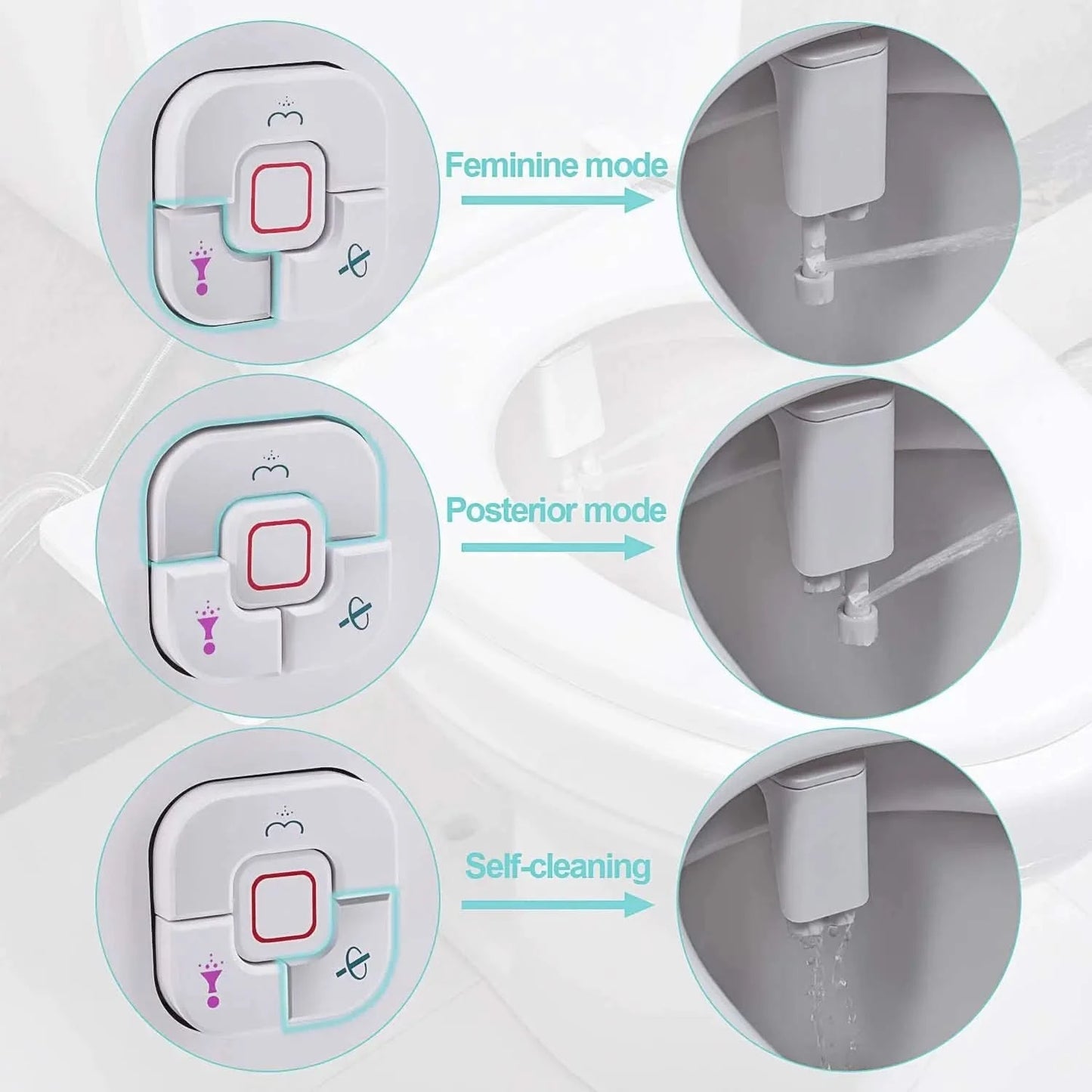 Samodra Toiletten-Bidet-Dusche, ultradünner Bidet-Toilettensitzaufsatz, nicht-elektrischer Bidet-Sprayer, Dual-Düsen, vordere und hintere Reinigung