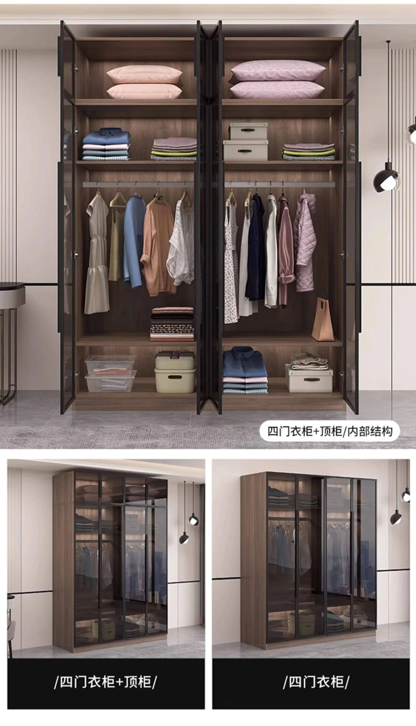 Glass light luxury corner cloakroom wardrobe Double clothes closet cabinets and wardrobes Cabinet dressing clothe home furniture