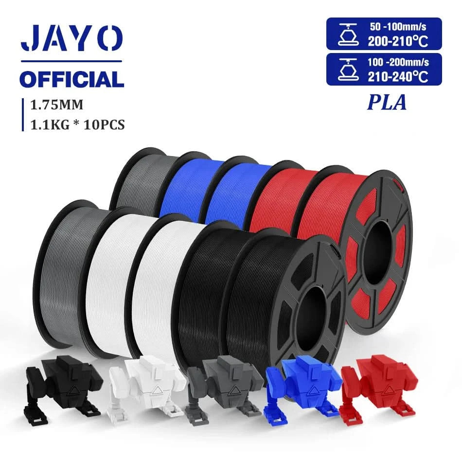 JAYO 3D Filament 1.75mm PLA / PLA Plus / PLA Meta/ Seiden-PLA+/PLA Matt 3D-Drucker-Filament 1.1KG Für FDM Multicolor Set 10 Rollen