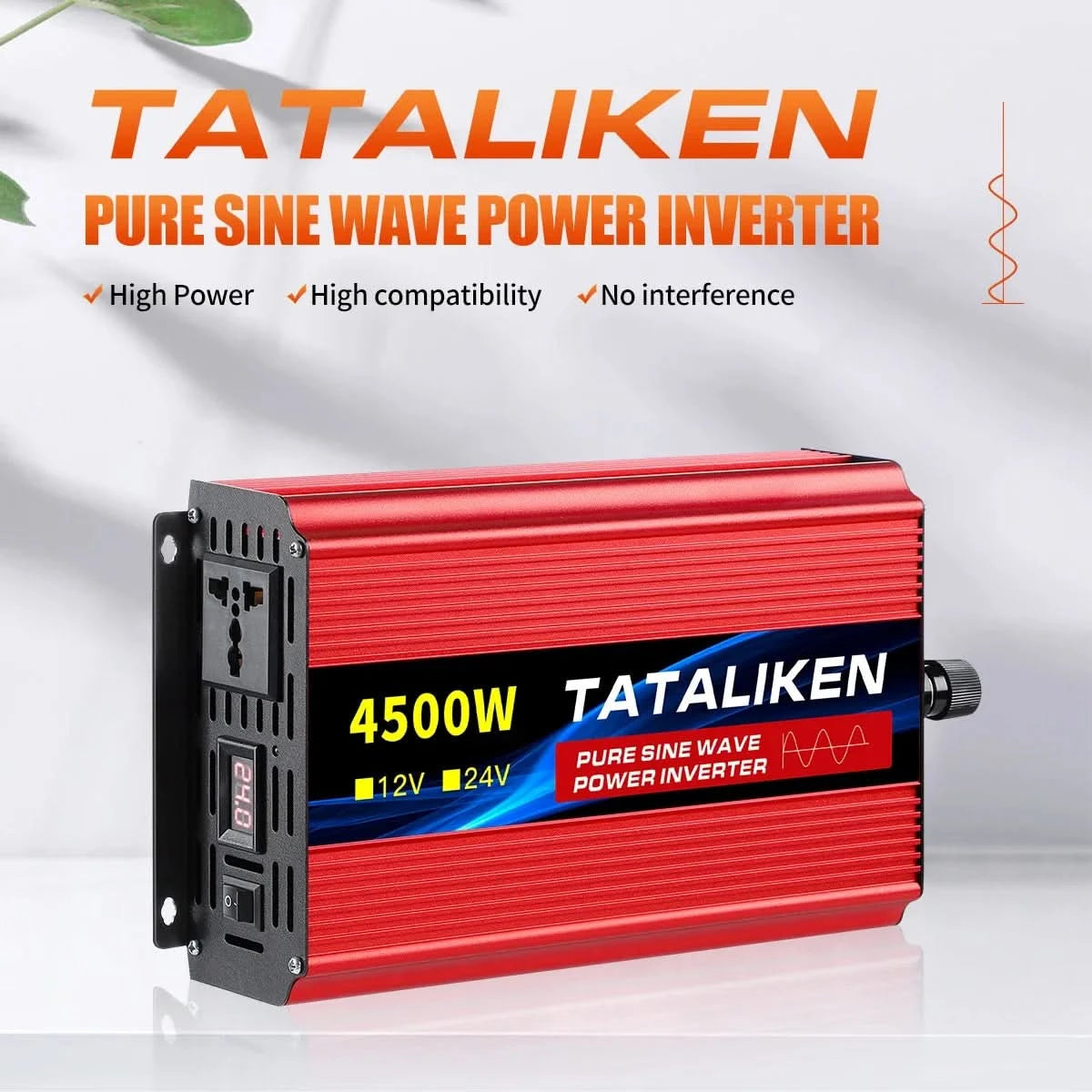 Inverter Pure Sine Wave DC12V/24V To AC 220V Voltage 7000W/8000W 50/60HZ Power Converter Solar Car Transformer With LED Display