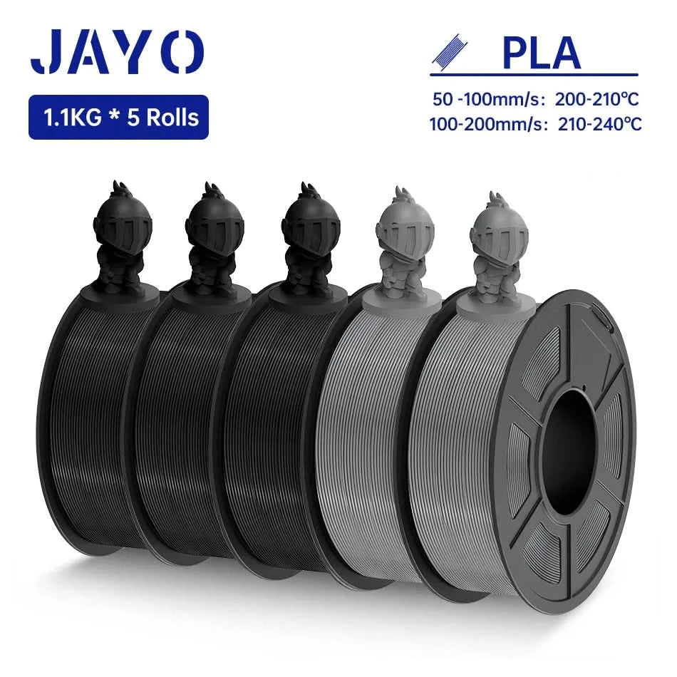 JAYO PLA Filament 1.75MM 5Rolls 3D Printer Filament PLA 100% No Bubble for FDM Coloful 3D Printing Material DIY Gift