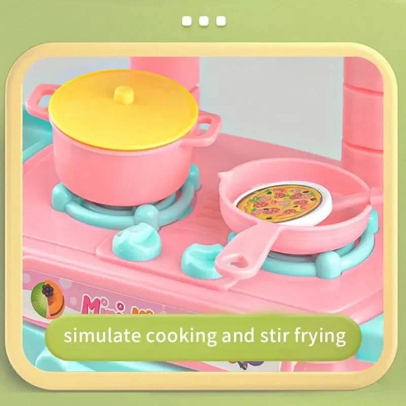 Mini Kitchen Counter Play Set DIY Simulated Cooking Food Tableware Play House Role Play Pretend Game Toy Gift Kid Boy Children