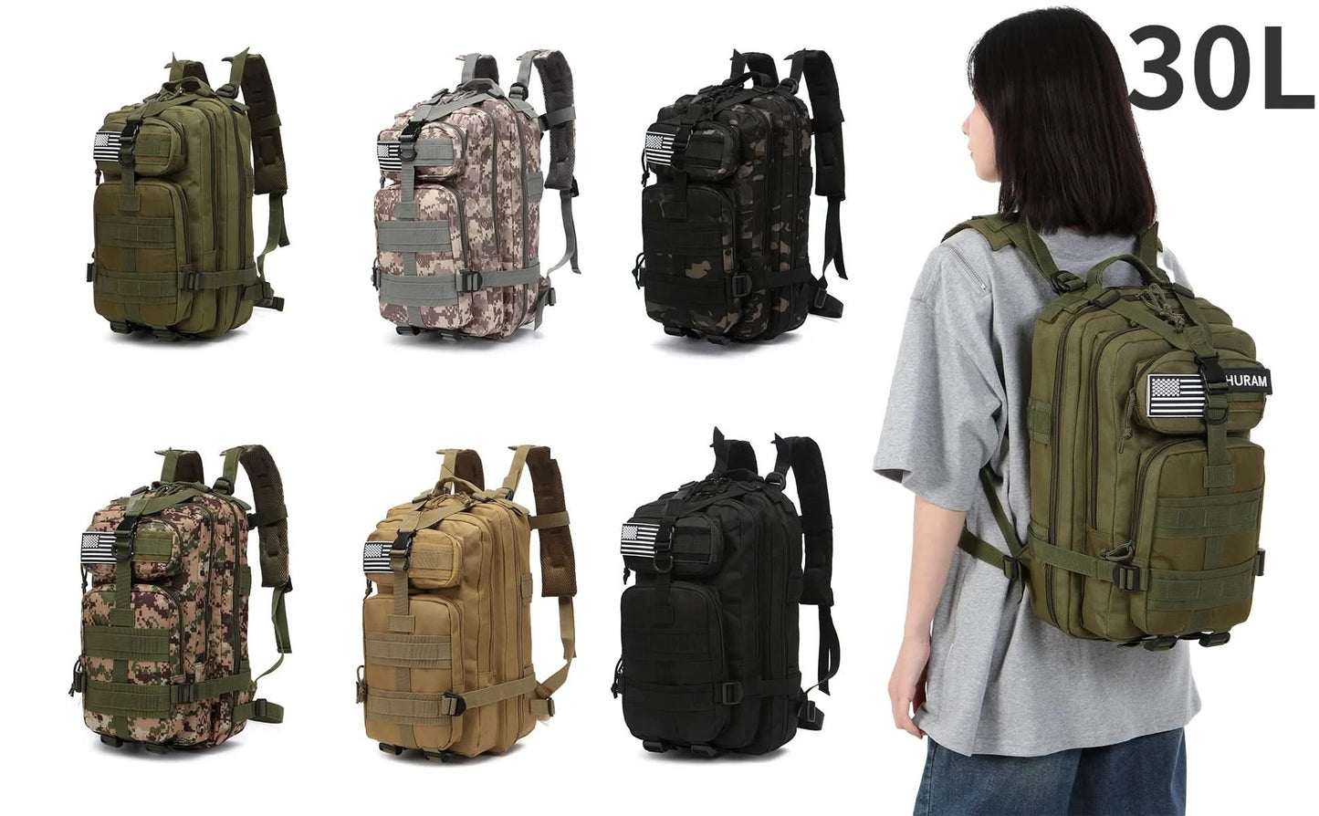 30L/50L 1000D Nylon Wasserdichter Rucksack Outdoor-Rucksäcke Taktischer Sport Camping Wandern Trekking Angeln Jagdtasche