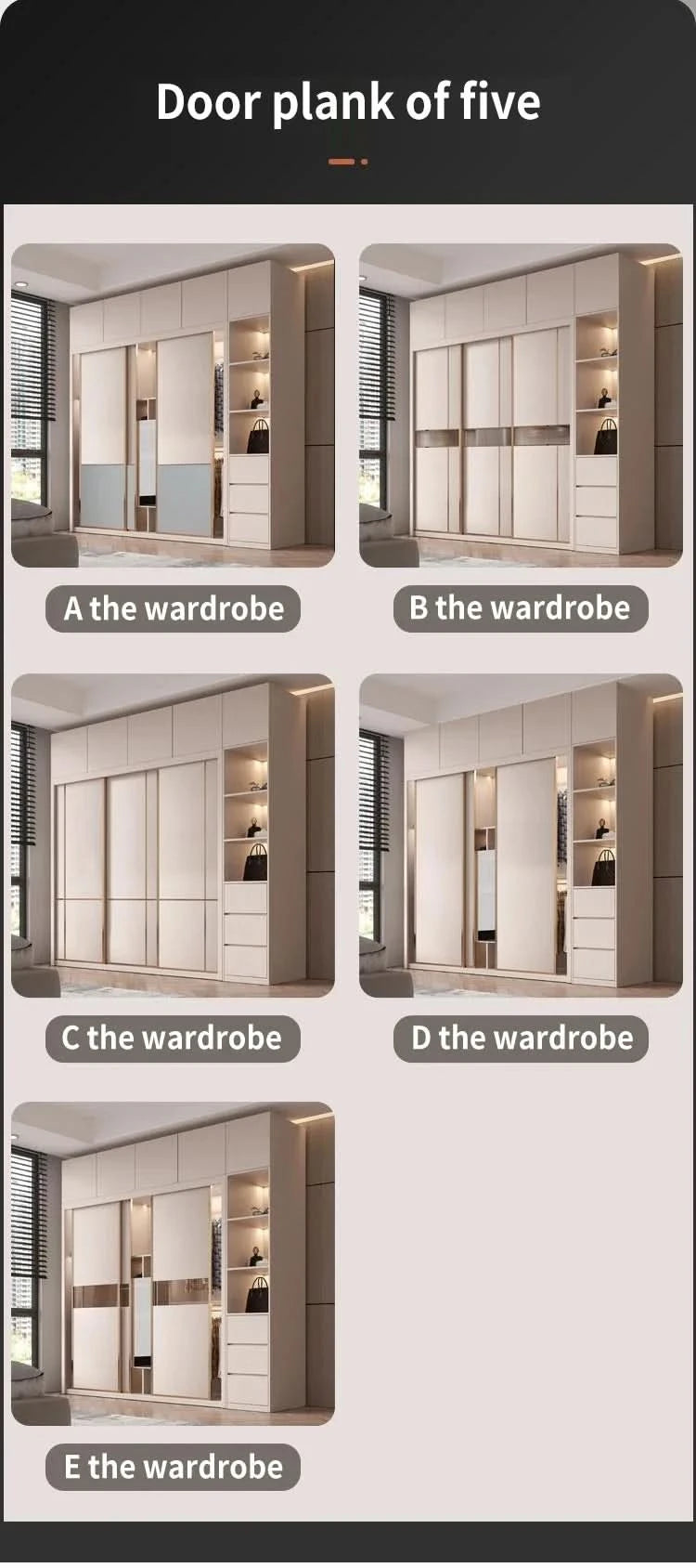 SchiebetürenschrankNordisches modernes Heim-Möbel Schlafzimmer Schreibtisch Kommode in einer Kombination Leichter Luxus-Eckkleiderschrank Möbel