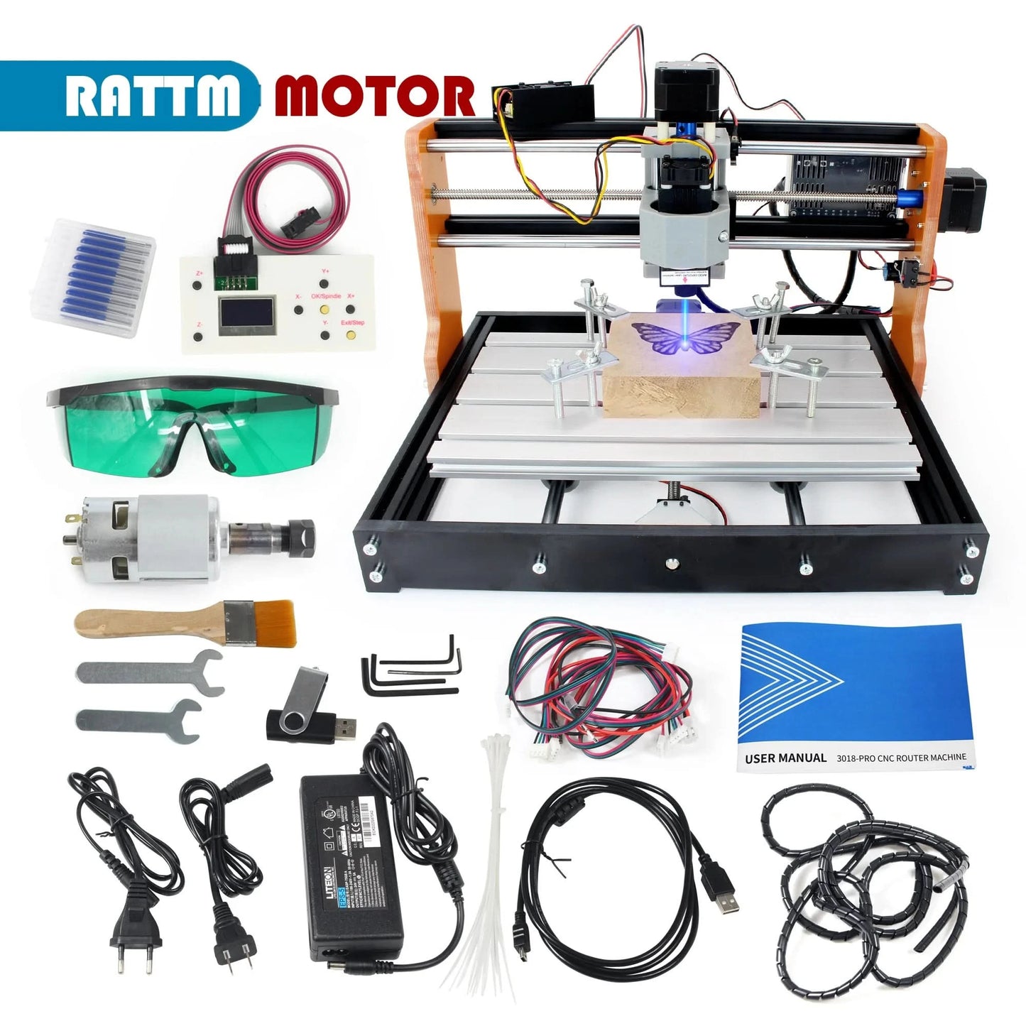 3018 Pro 3 Axis CNC GRBL Control DIY Mini Laser engraving Router Machine With E-stop + Off-line Controller
