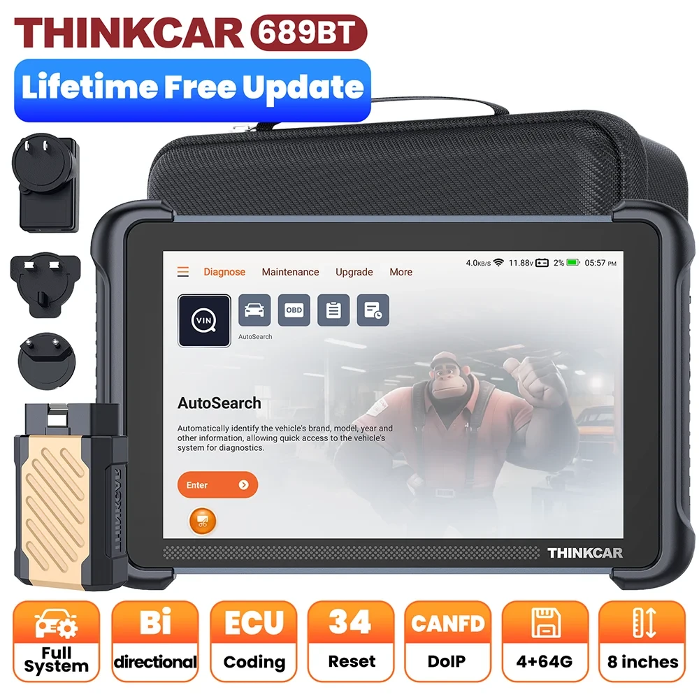 THINKCAR THINKSCAN 689BT Lebenslanger kostenloser Auto-Scanner Professionell 34 Reset ECU-Codierung bidirektional DOIP OBD2 Auto-Diagnose-Tools