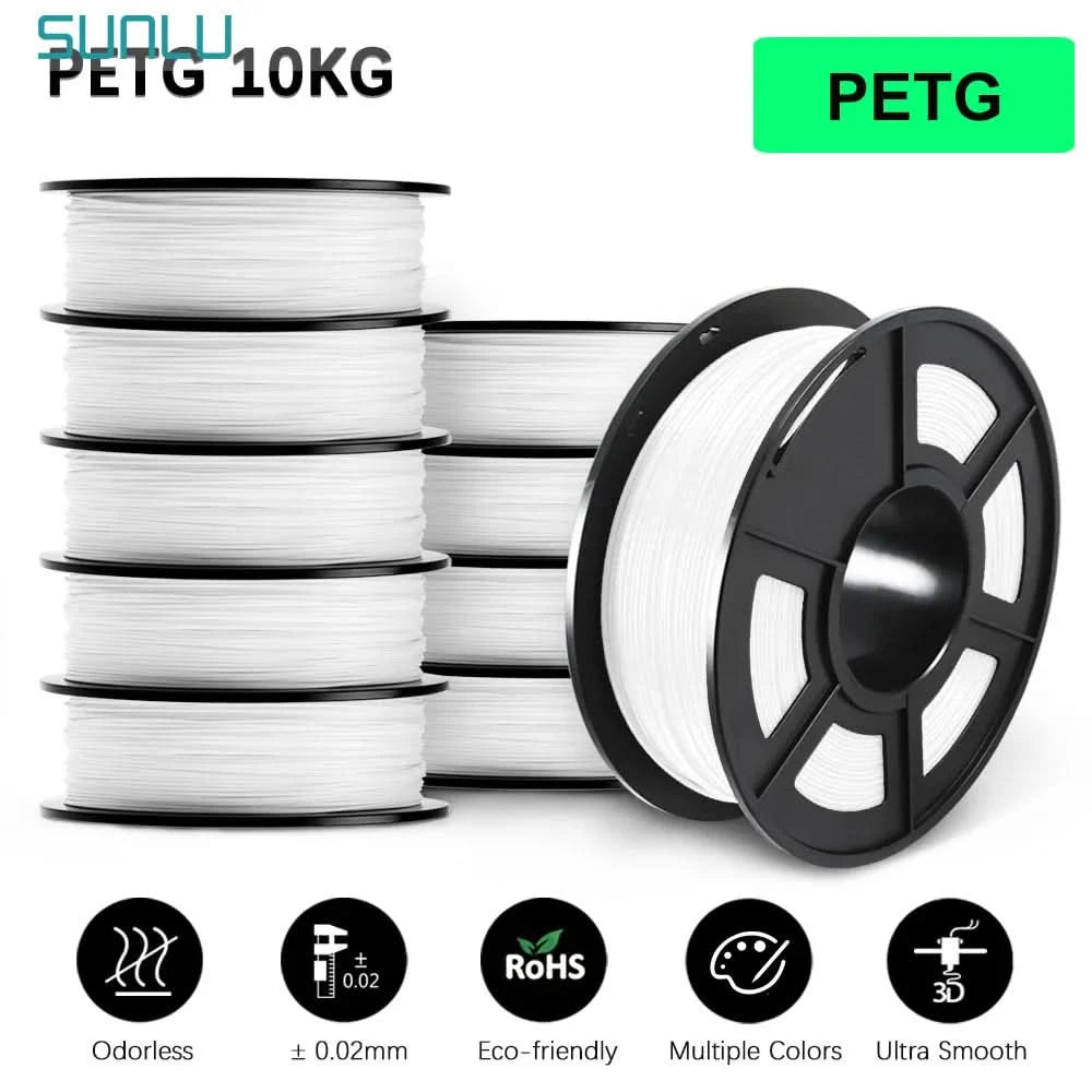 SUNLU 10KG 3D Filament PLA/PLA PLUS/PETG/Easy ABS Filament 1.75mm 10 Rollen 1KG sauber gewickeltes 3D-Drucker-Filament für 3D-Drucker